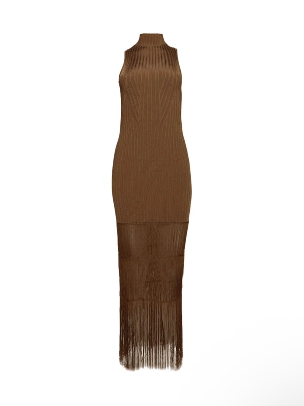 KHAITE Zare fringed ribbed-knit maxi dress